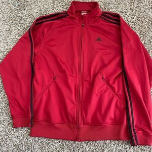 Mens Red Adidas Soccer Zip Up Track Jacket Size Medium